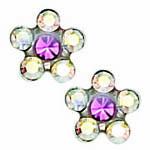 #120c Stud Ab Crys/rose Flower